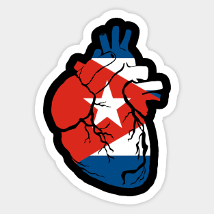 Anatomical heart design, Cuban flag Sticker